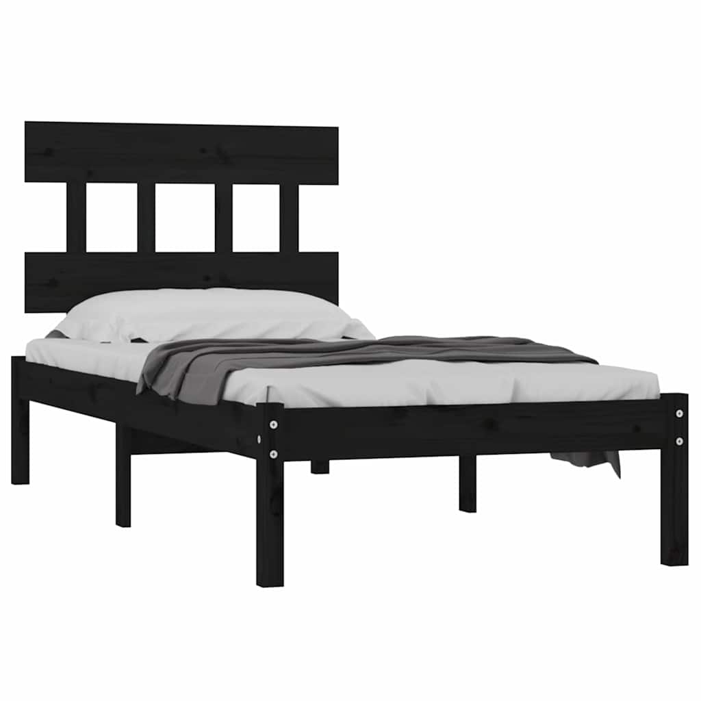 Vidaxl bedframe massief hout zwart 100x200 cm