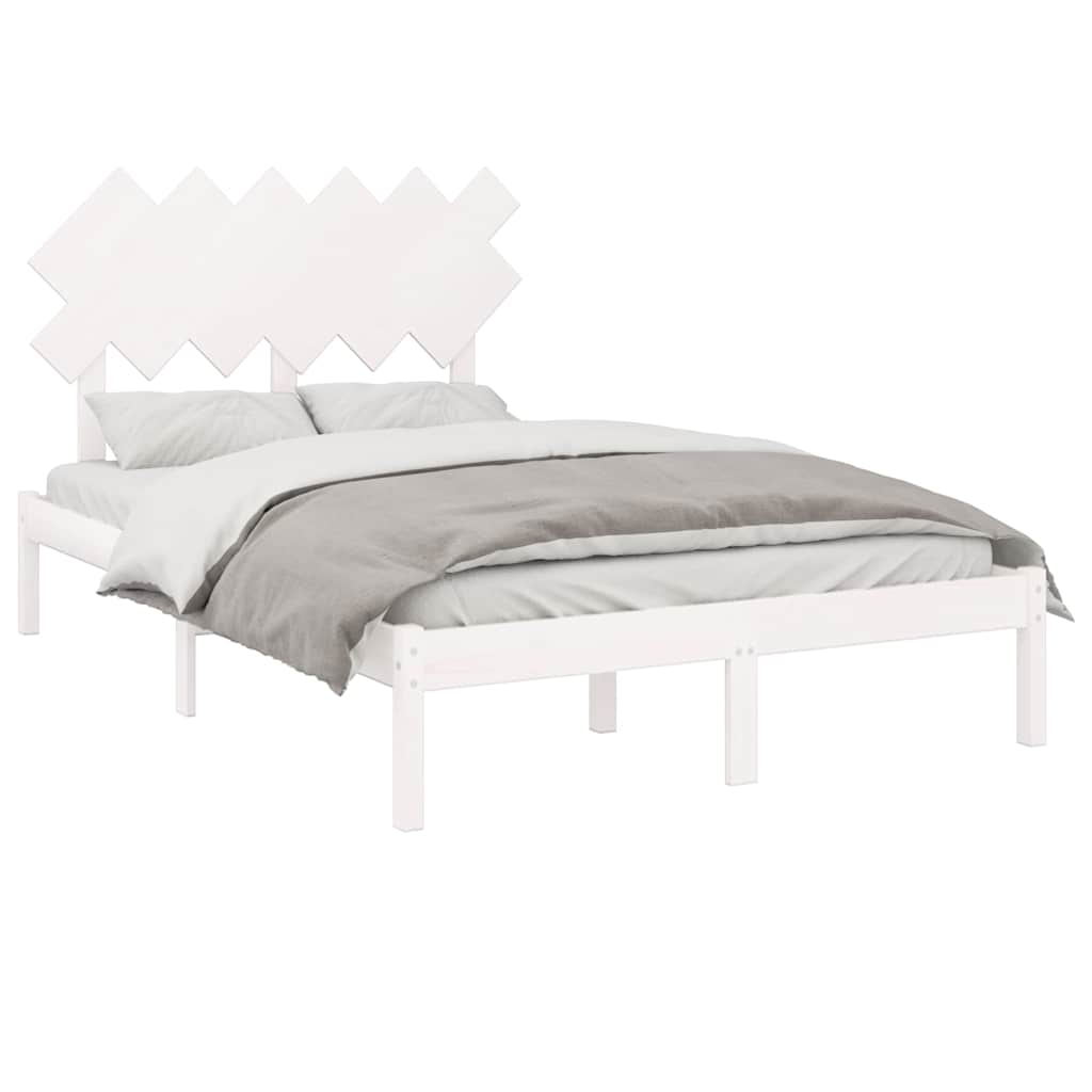 Vidaxl bedframe massief hout wit 135x190 cm