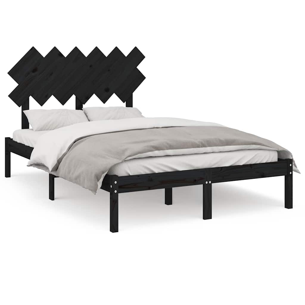 Vidaxl bedframe massief hout zwart 135x190 cm