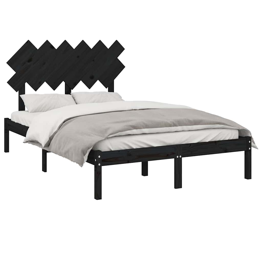 Vidaxl bedframe massief hout zwart 135x190 cm