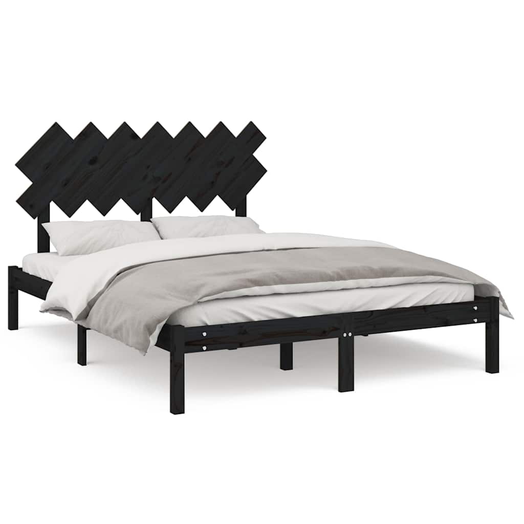 Vidaxl bedframe massief hout zwart 140x190 cm