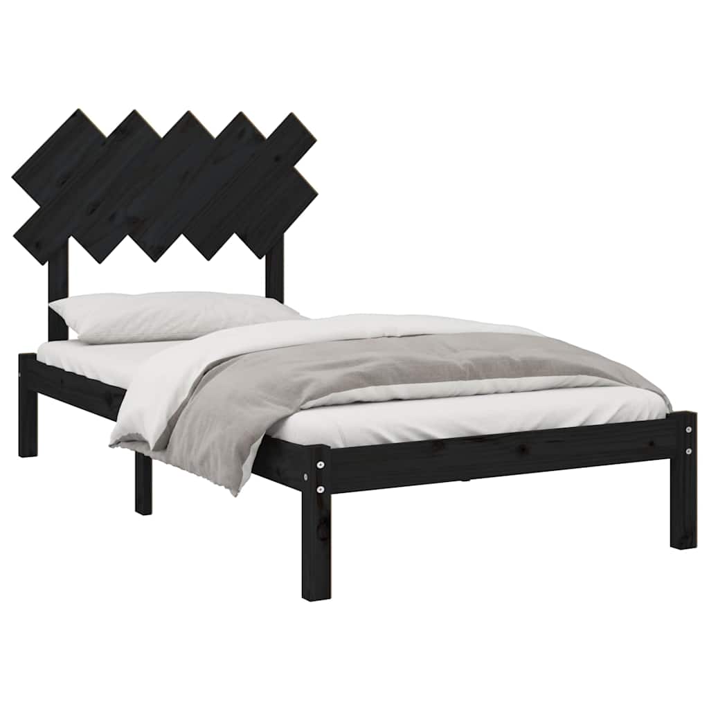 Vidaxl bedframe massief hout zwart 100x200 cm