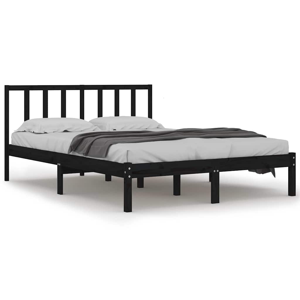 Vidaxl bedframe massief grenenhout zwart 150x200 cm
