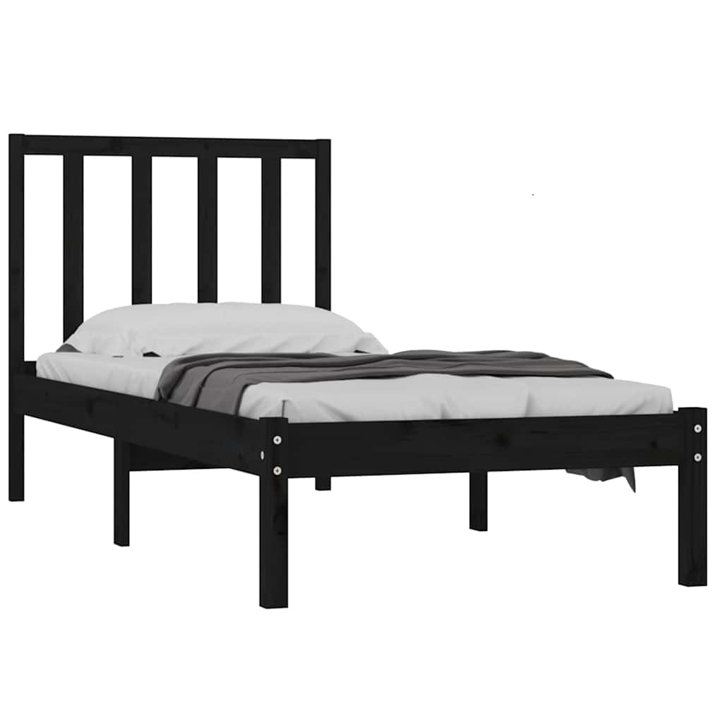 Vidaxl bedframe massief grenenhout zwart 75x190 cm