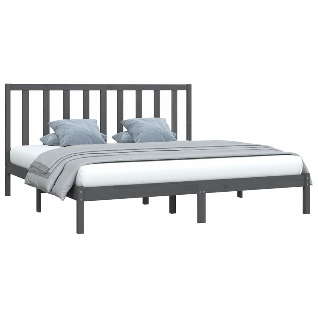 Vidaxl bedframe massief grenenhout grijs 200x200 cm