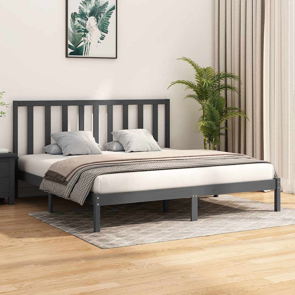 Vidaxl bedframe massief grenenhout grijs 200x200 cm