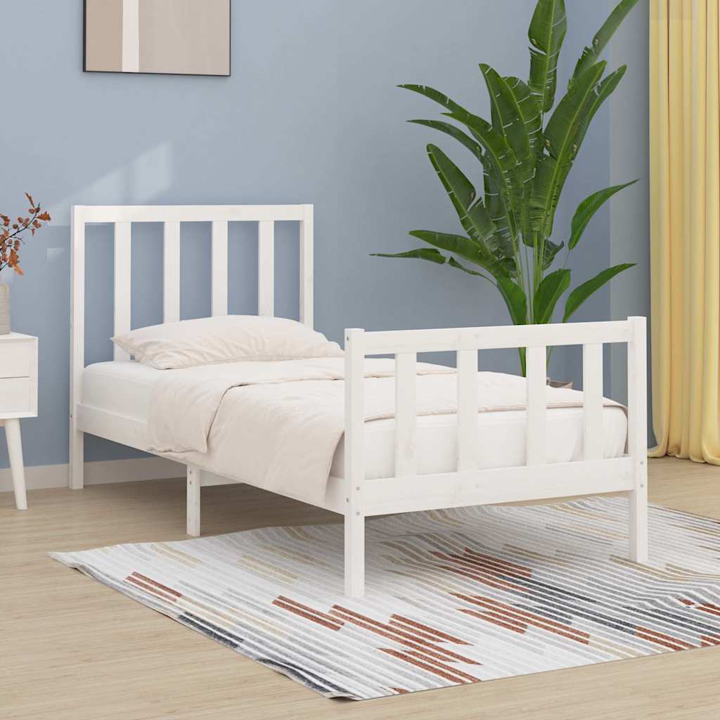 Vidaxl bedframe massief hout wit 75x190 cm