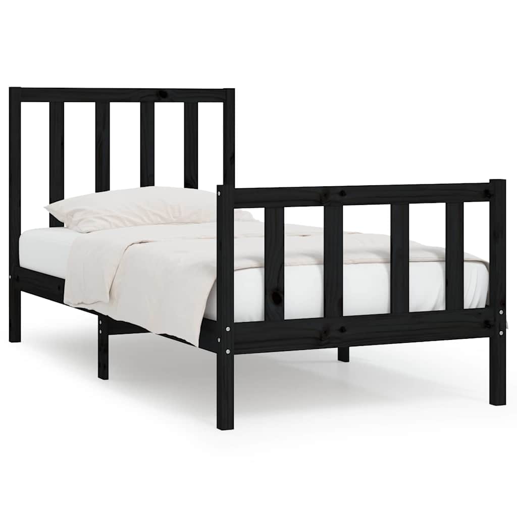 Vidaxl bedframe massief hout zwart 75x190 cm
