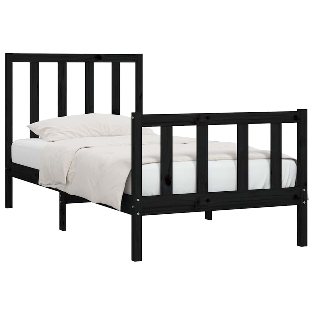 Vidaxl bedframe massief hout zwart 75x190 cm