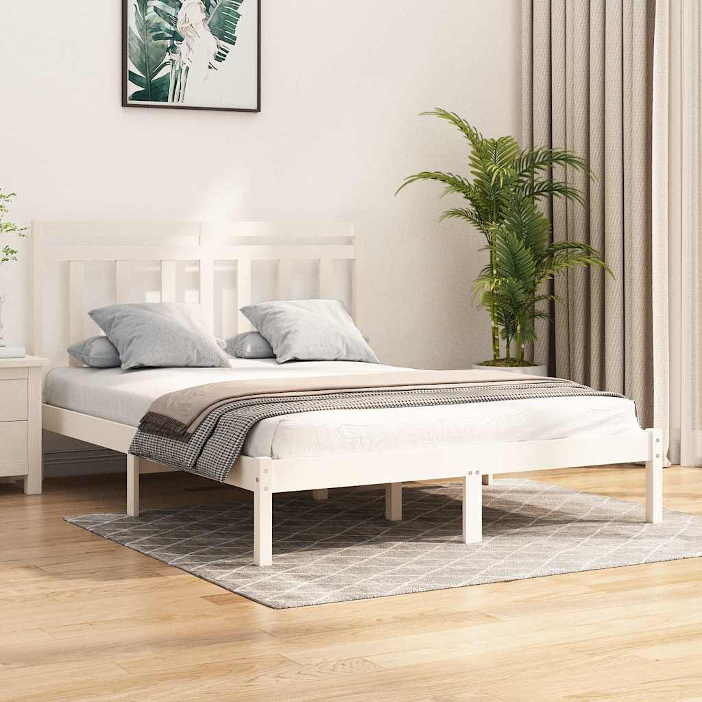 Vidaxl bedframe massief hout wit 135x190 cm