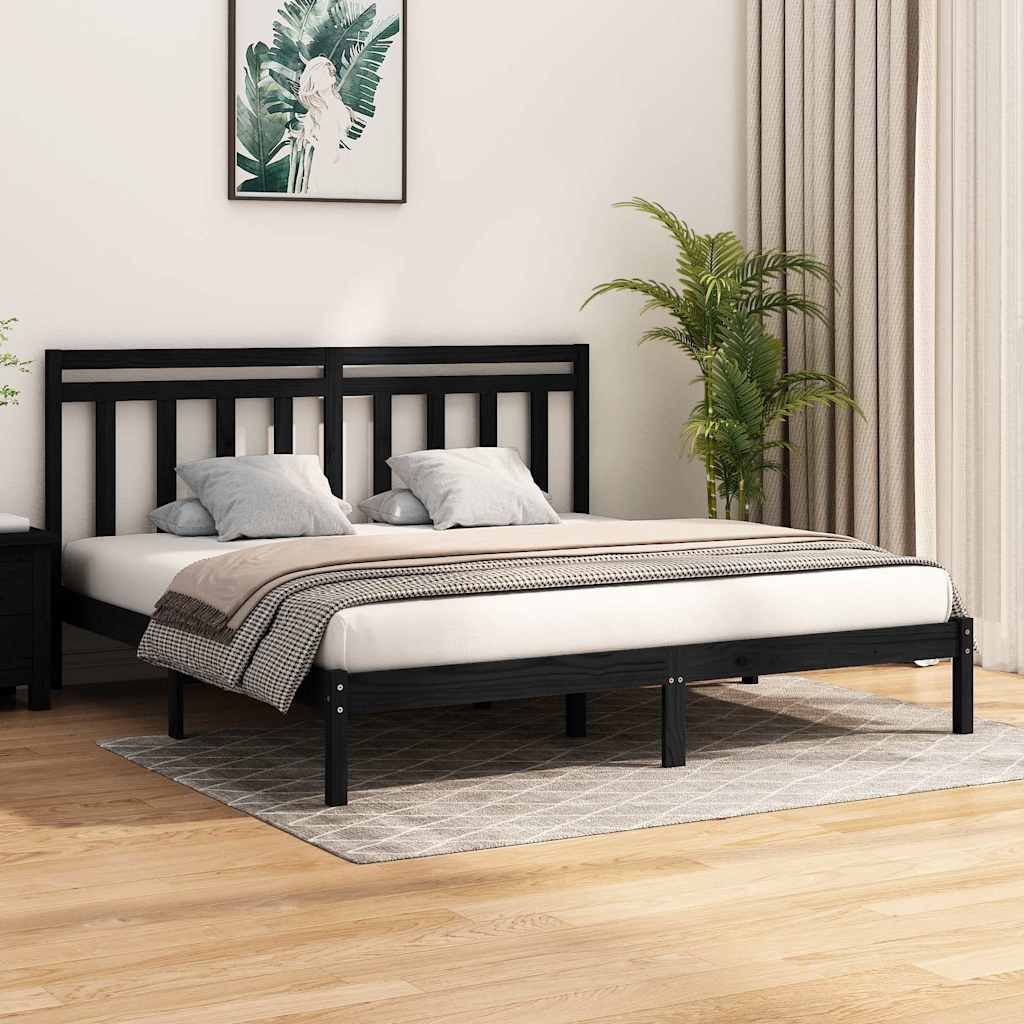 Vidaxl bedframe massief hout zwart 200x200 cm