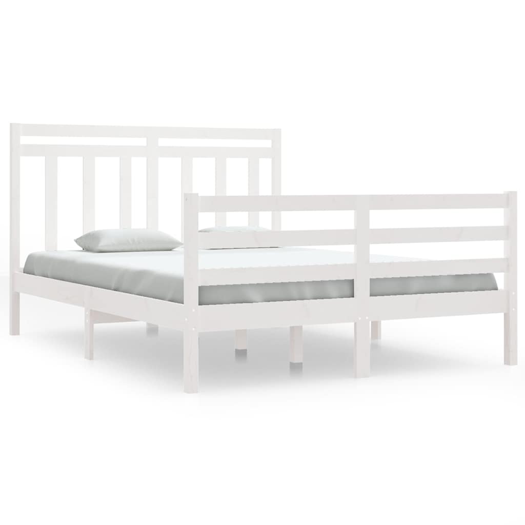 Vidaxl bedframe massief hout wit 135x190 cm