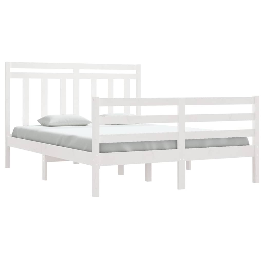Vidaxl bedframe massief hout wit 135x190 cm