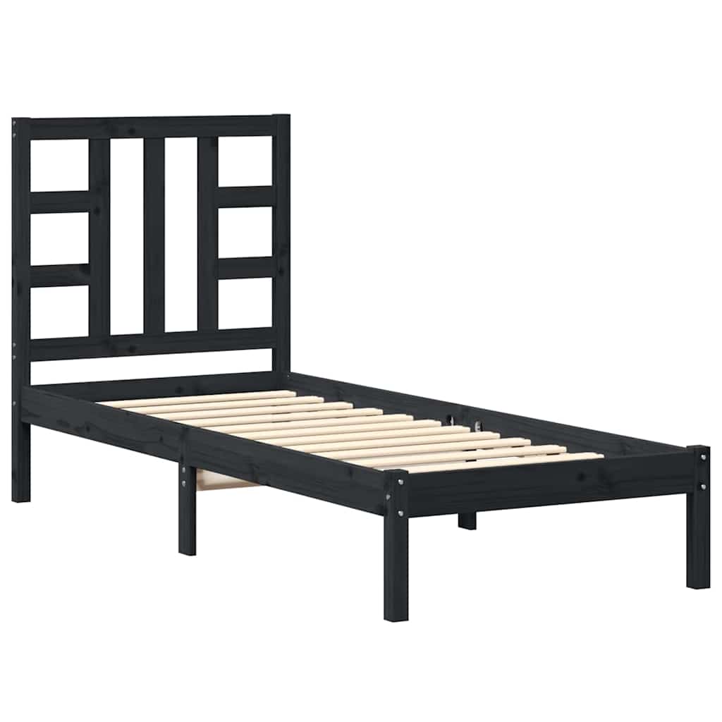 Vidaxl bedframe massief hout zwart 75x190 cm