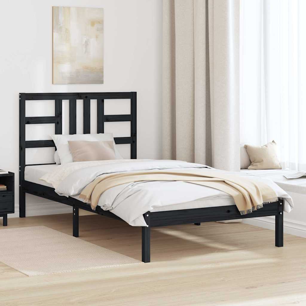 Vidaxl bedframe massief hout zwart 100x200 cm