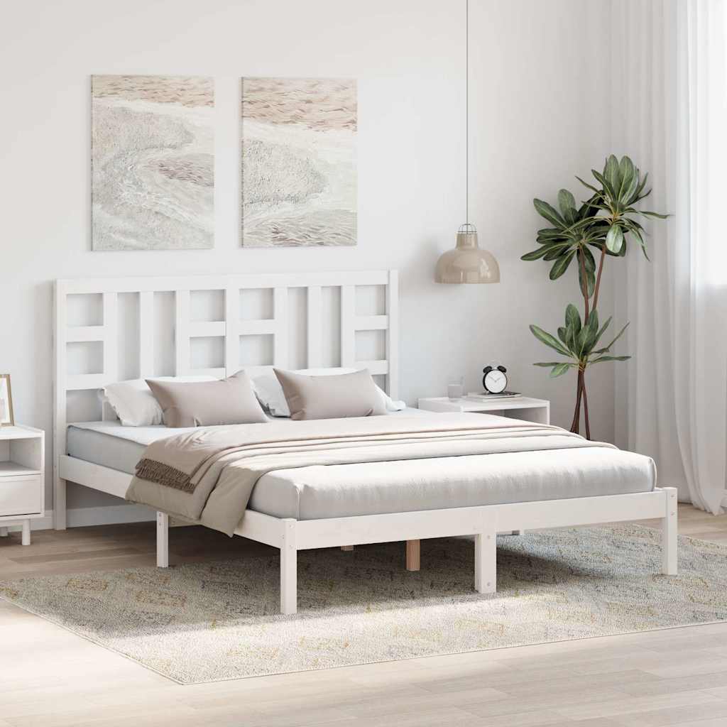 Vidaxl bedframe massief hout wit 150x200 cm