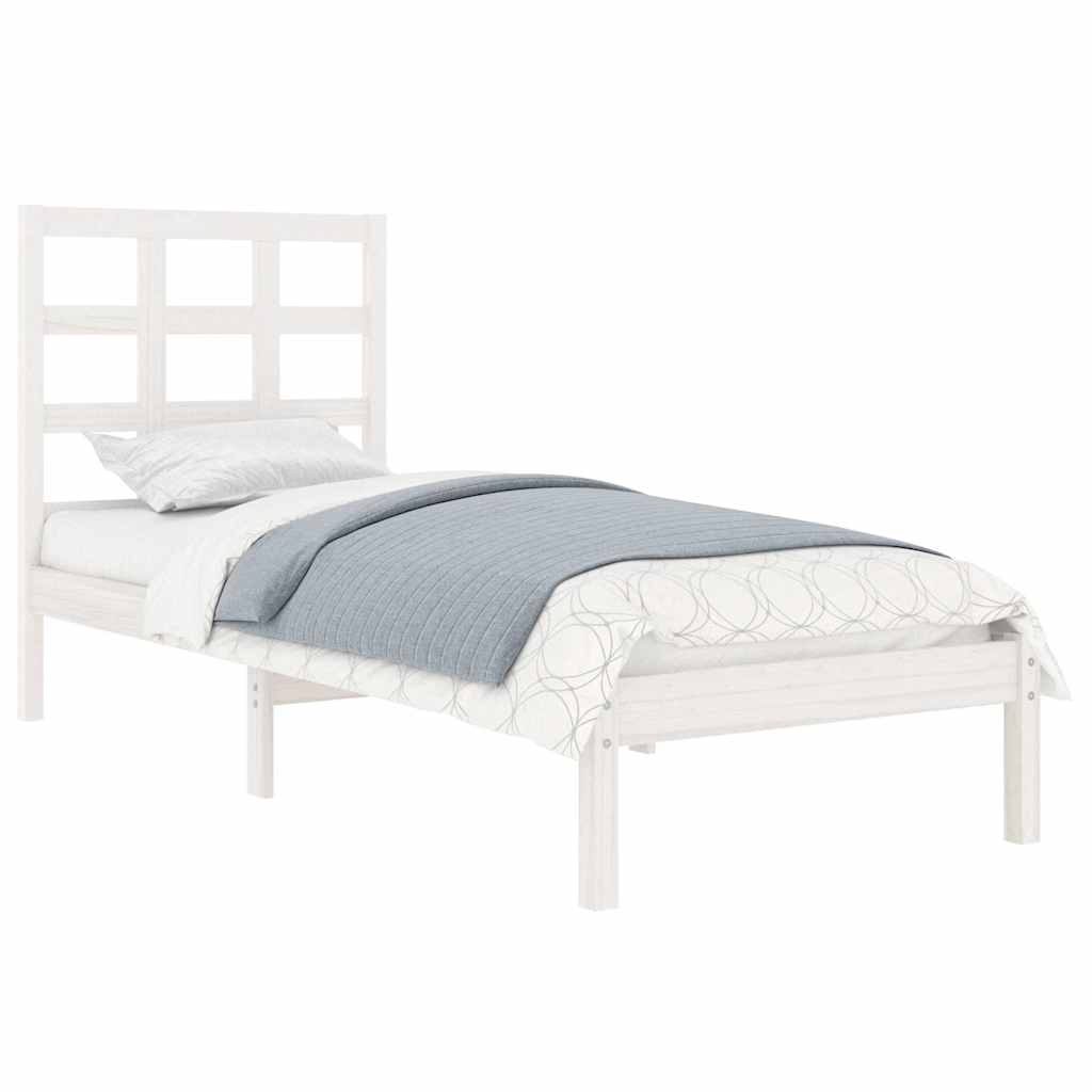Vidaxl bedframe massief hout wit 75x190 cm