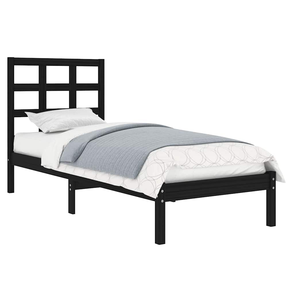 Vidaxl bedframe massief hout zwart 75x190 cm