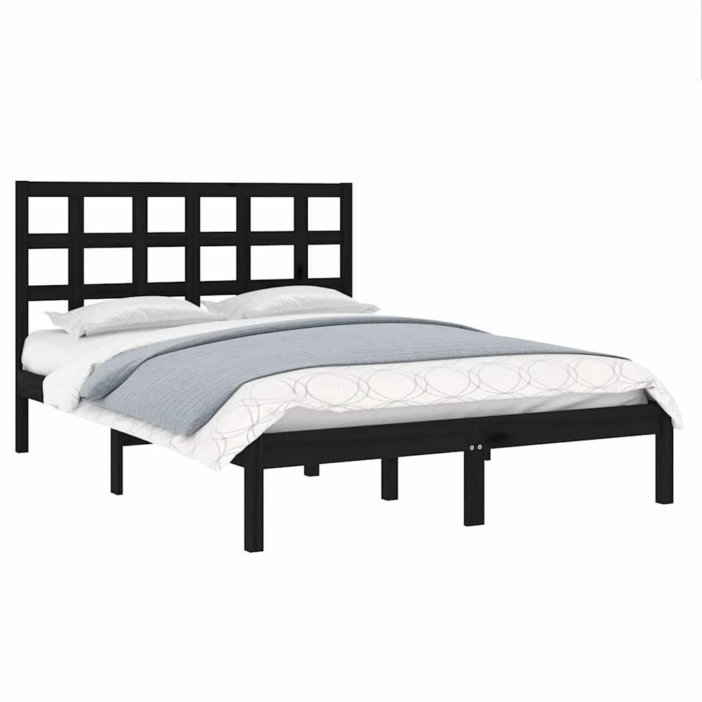 Vidaxl bedframe massief hout zwart 140x190 cm