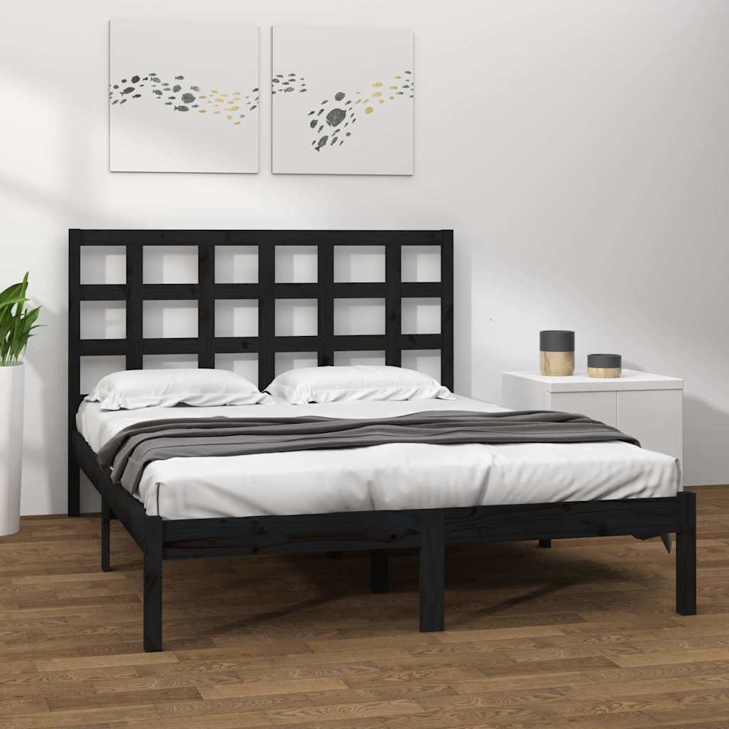 Vidaxl bedframe massief hout zwart 200x200 cm