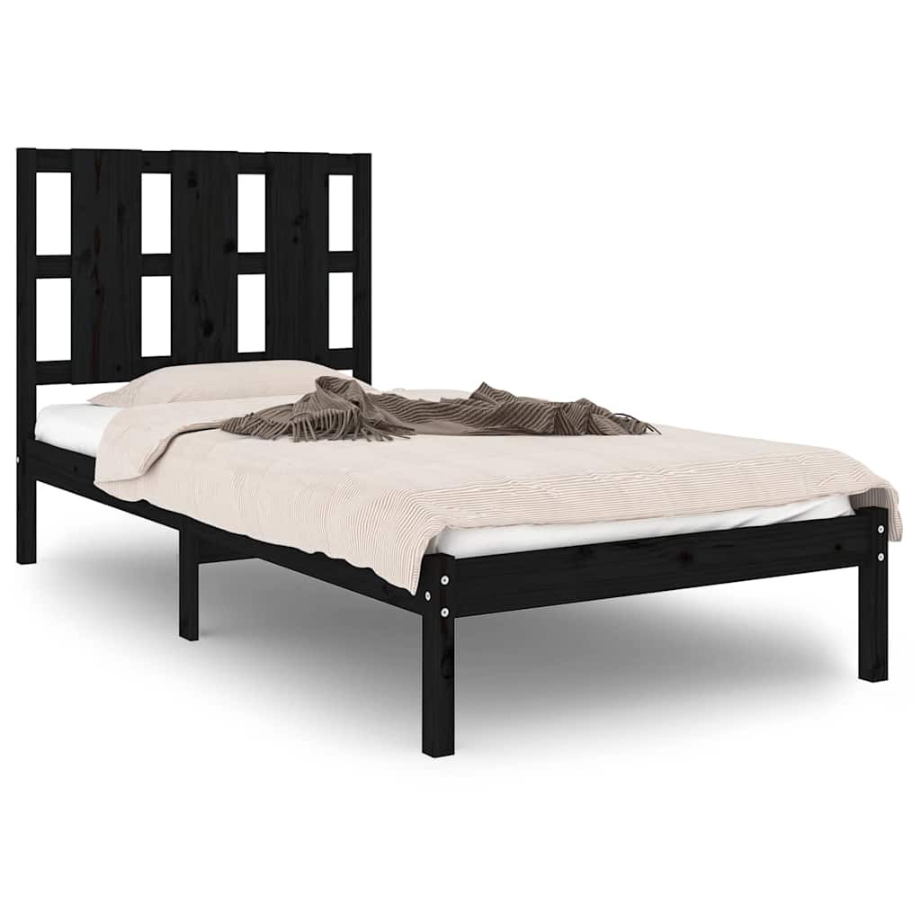 Vidaxl bedframe massief hout zwart 75x190 cm