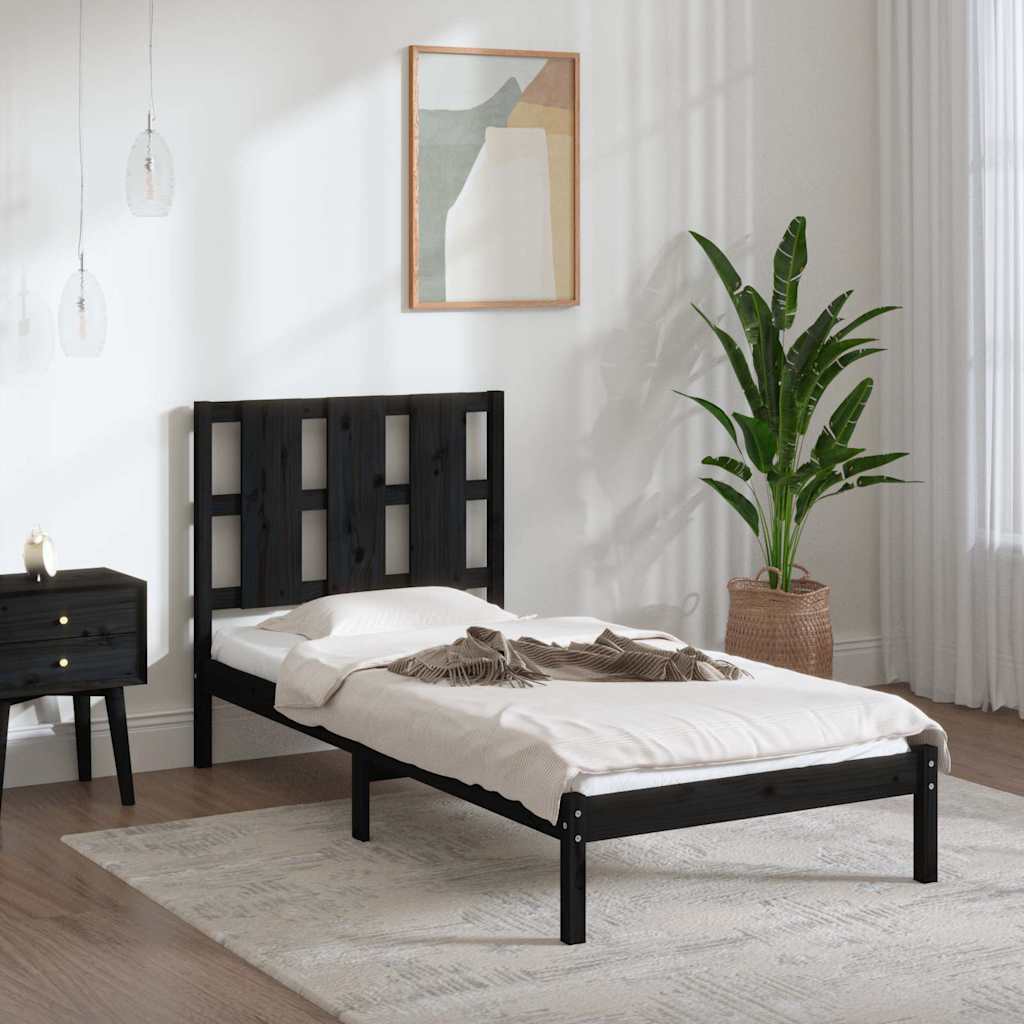 Vidaxl bedframe massief grenenhout zwart 100x200 cm