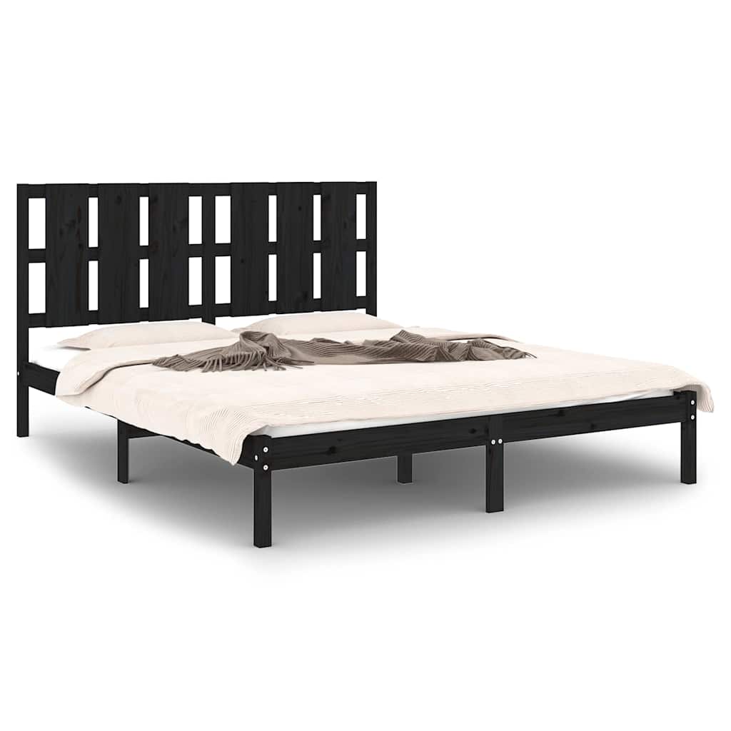 Vidaxl bedframe massief hout zwart 150x200 cm
