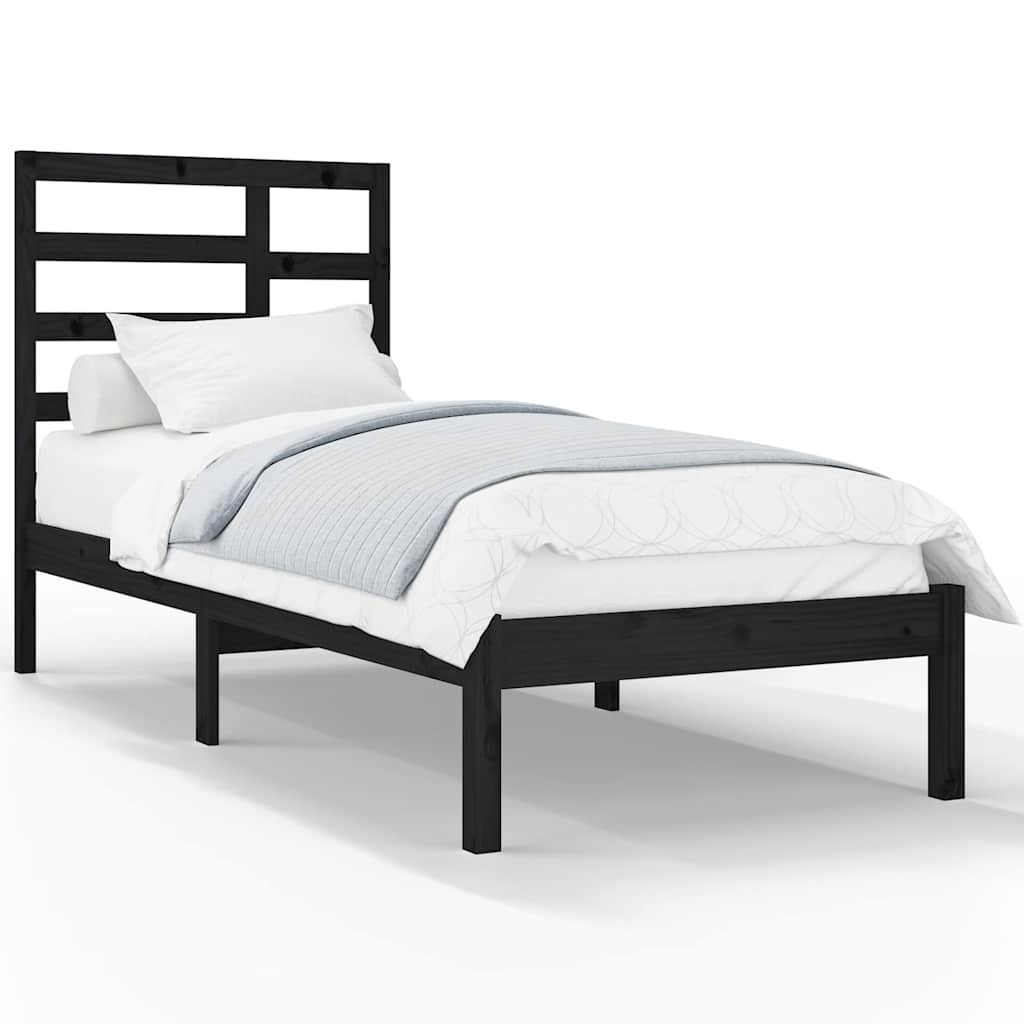 Vidaxl bedframe massief hout zwart 75x190 cm