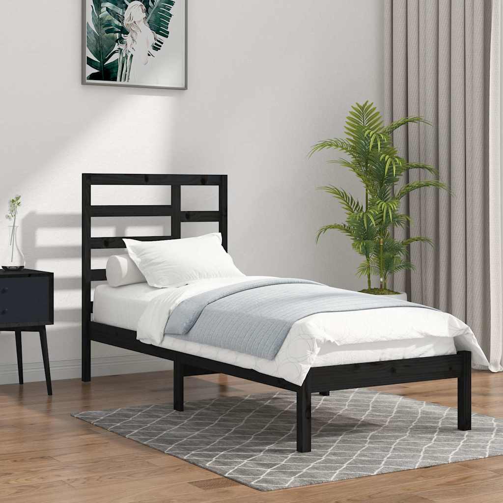 Vidaxl bedframe massief hout zwart 75x190 cm