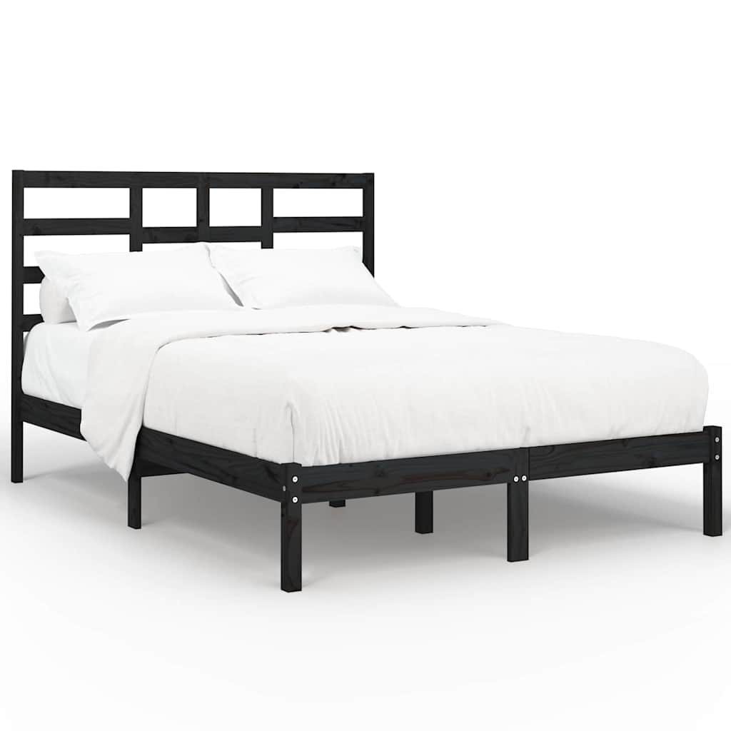 Vidaxl bedframe massief hout zwart 140x190 cm