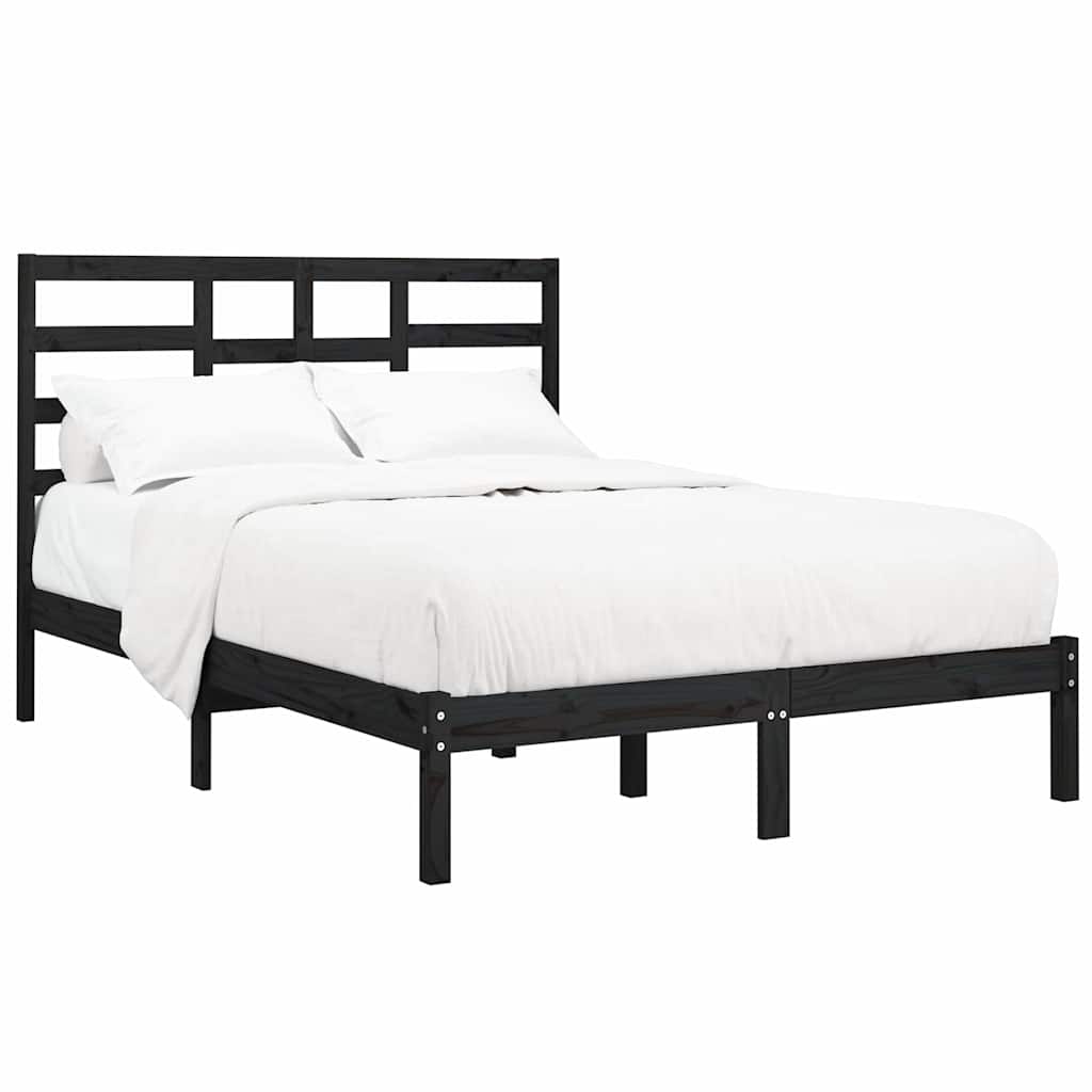 Vidaxl bedframe massief hout zwart 140x190 cm