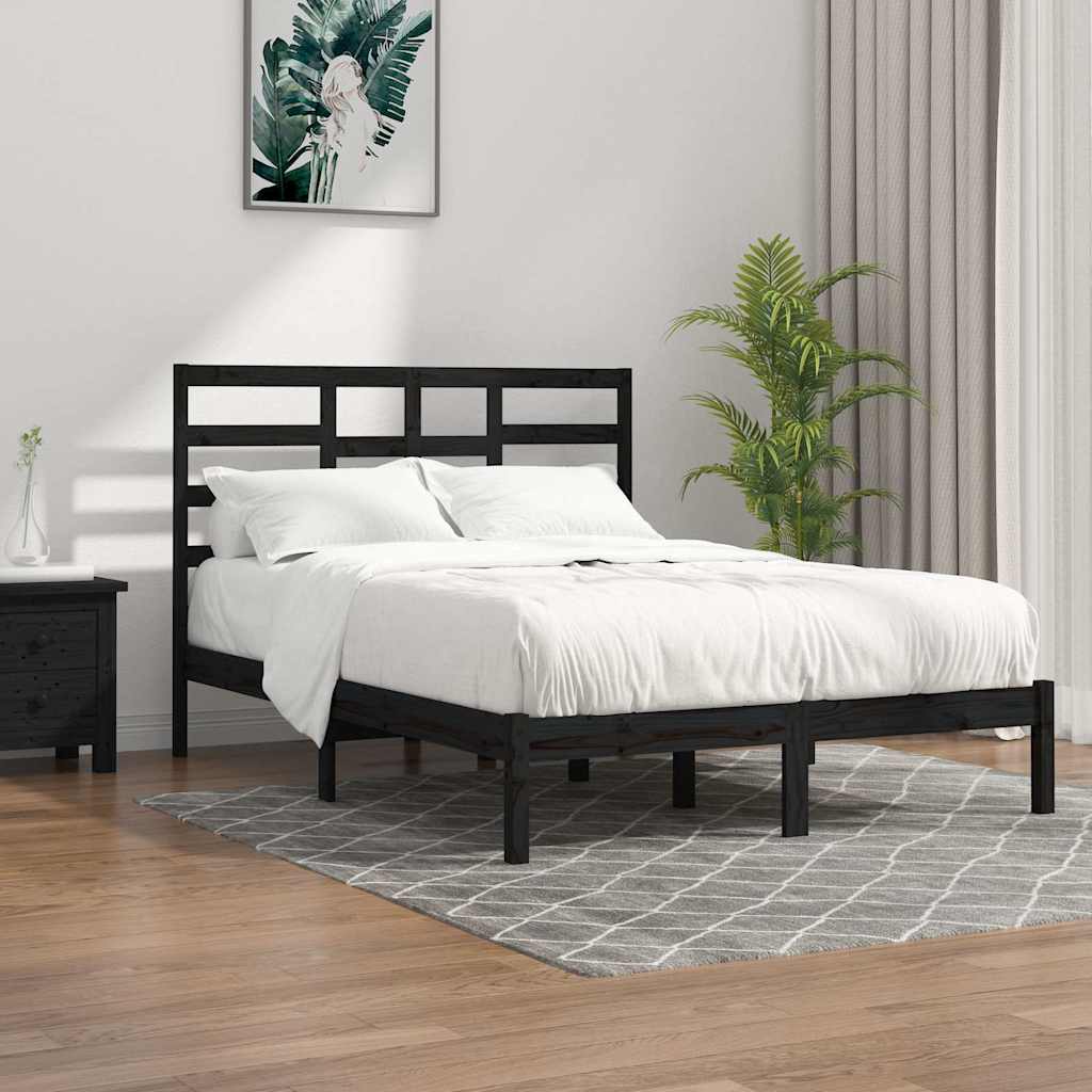 Vidaxl bedframe massief hout zwart 140x190 cm