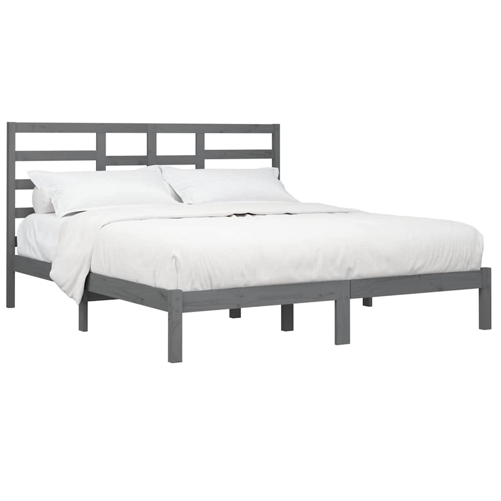 Vidaxl bedframe massief hout grijs 200x200 cm