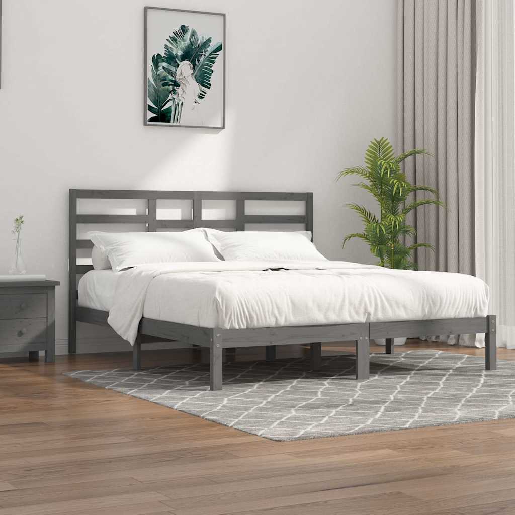 Vidaxl bedframe massief hout grijs 200x200 cm