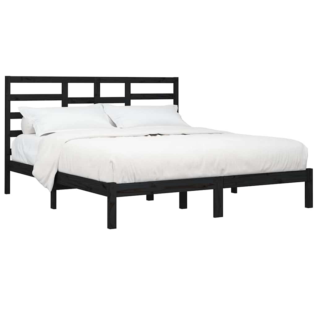 Vidaxl bedframe massief hout zwart 200x200 cm