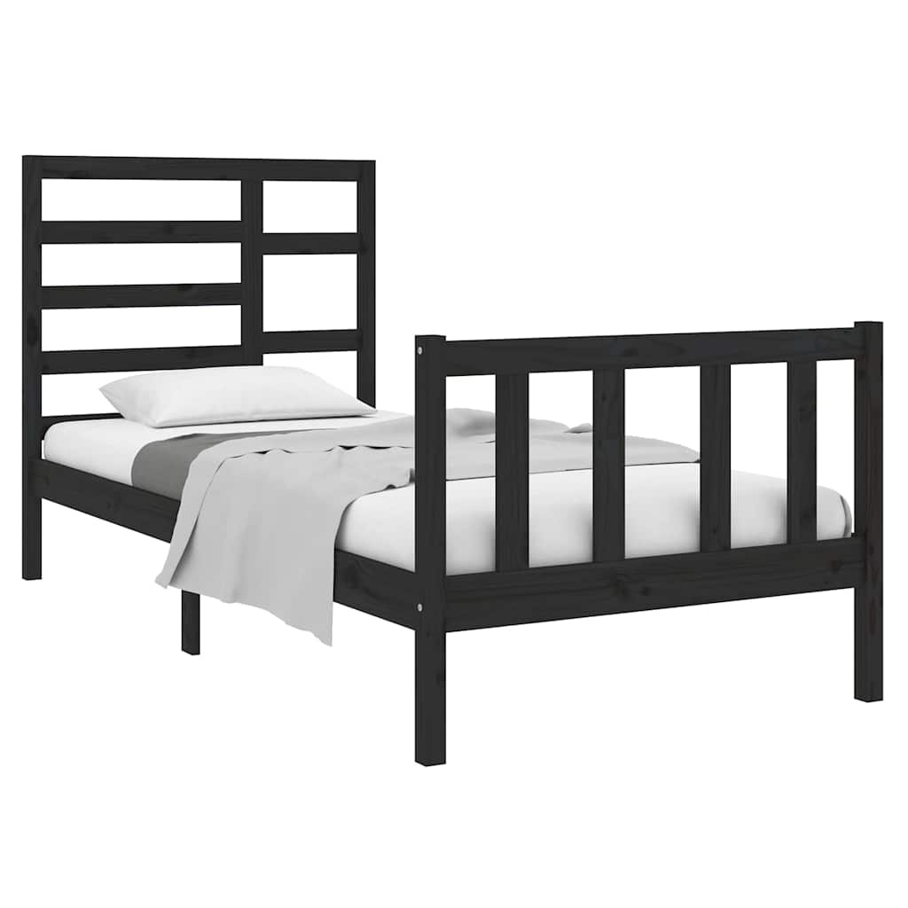 Vidaxl bedframe massief hout zwart 75x190 cm