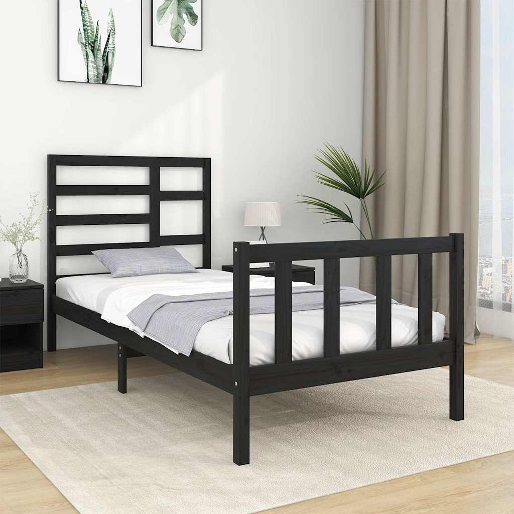 Vidaxl bedframe massief hout zwart 75x190 cm