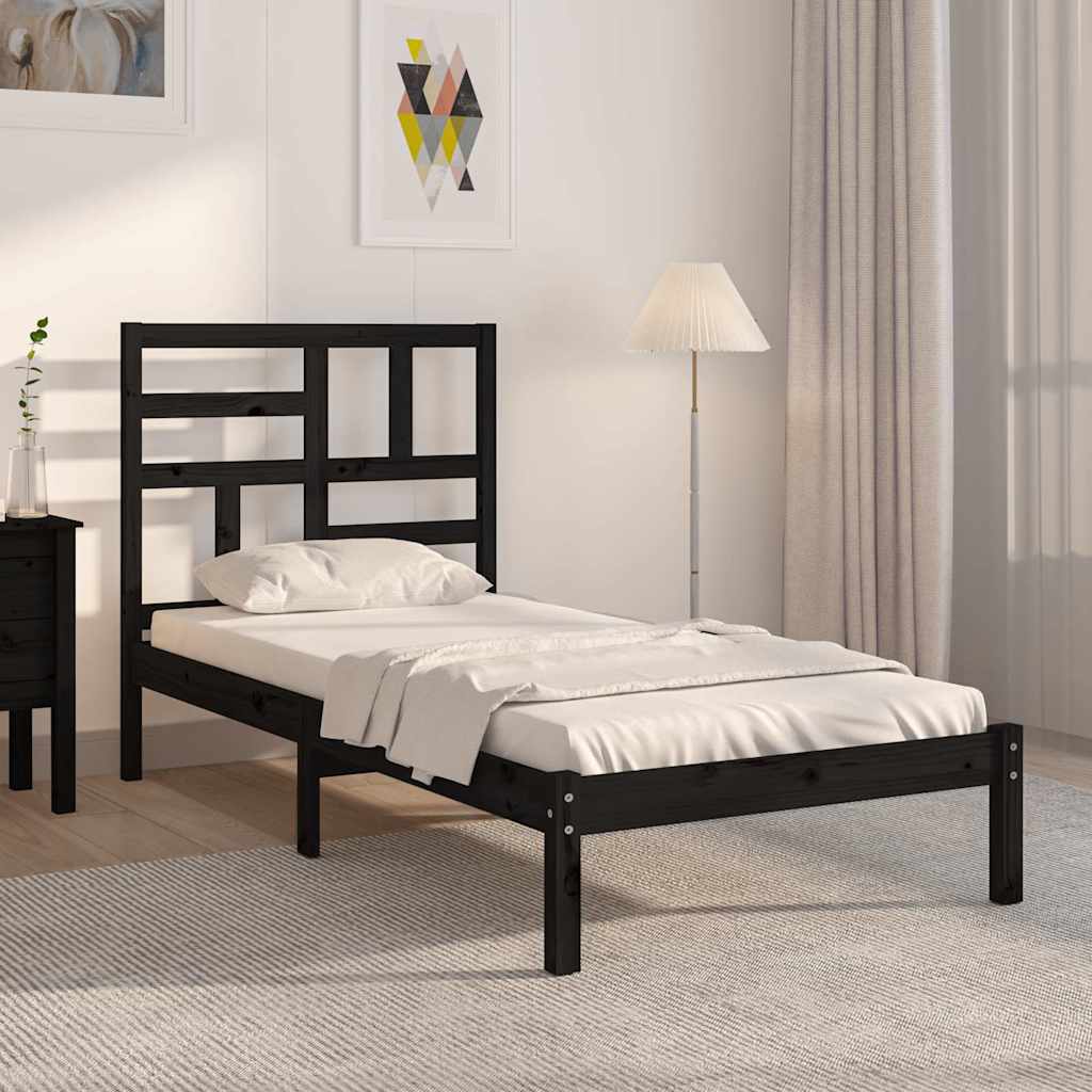 Vidaxl bedframe massief hout zwart 75x190 cm