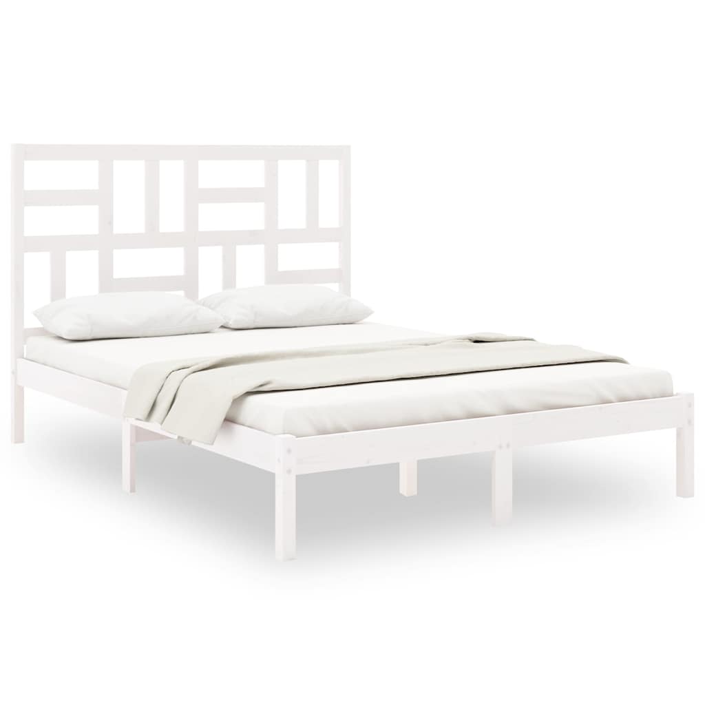 Vidaxl bedframe massief hout wit 140x190 cm