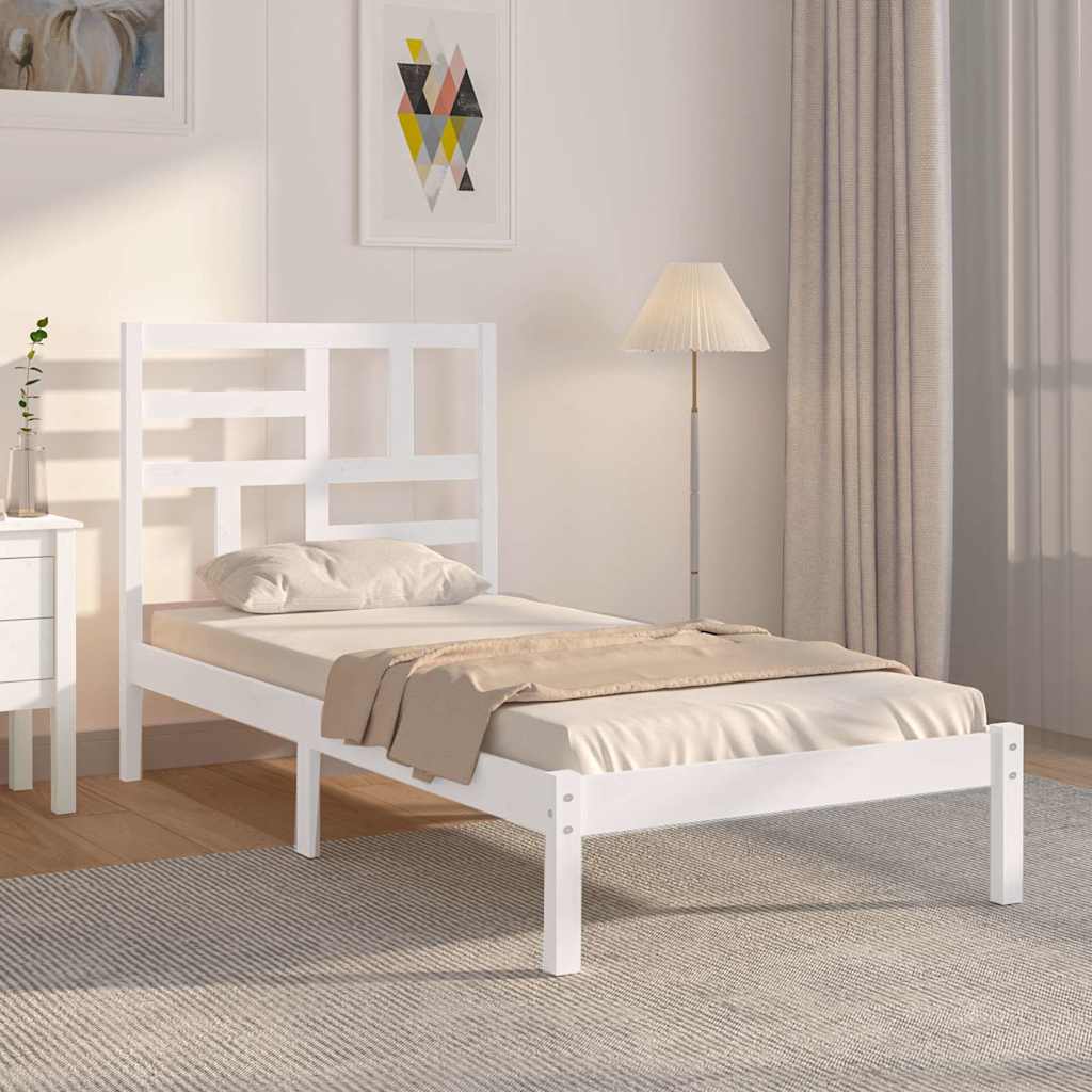 Vidaxl bedframe massief hout wit 100x200 cm