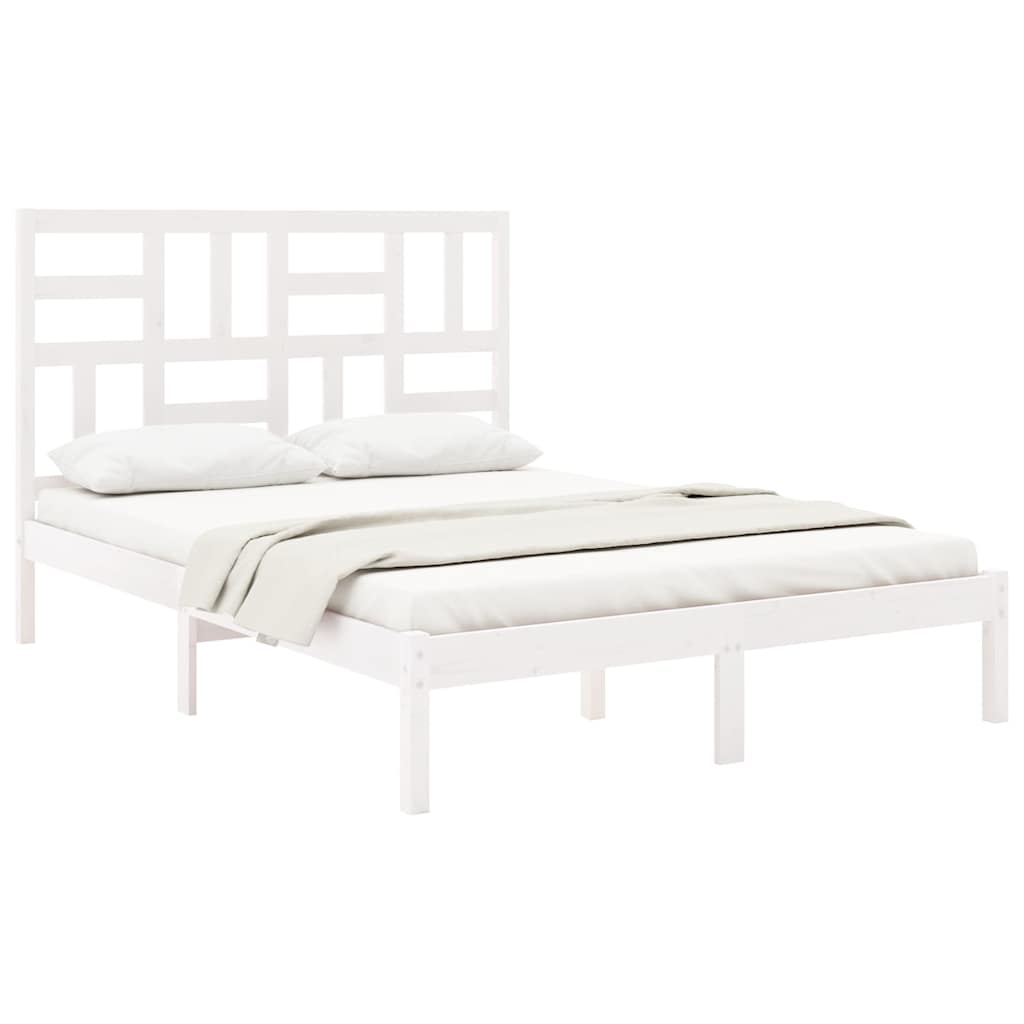 Vidaxl bedframe massief hout wit 150x200 cm
