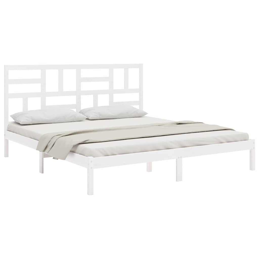 Vidaxl bedframe massief hout wit 200x200 cm