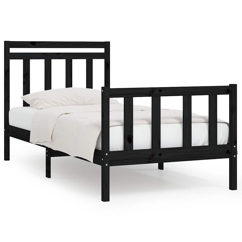 Vidaxl bedframe massief grenenhout zwart 100x200 cm