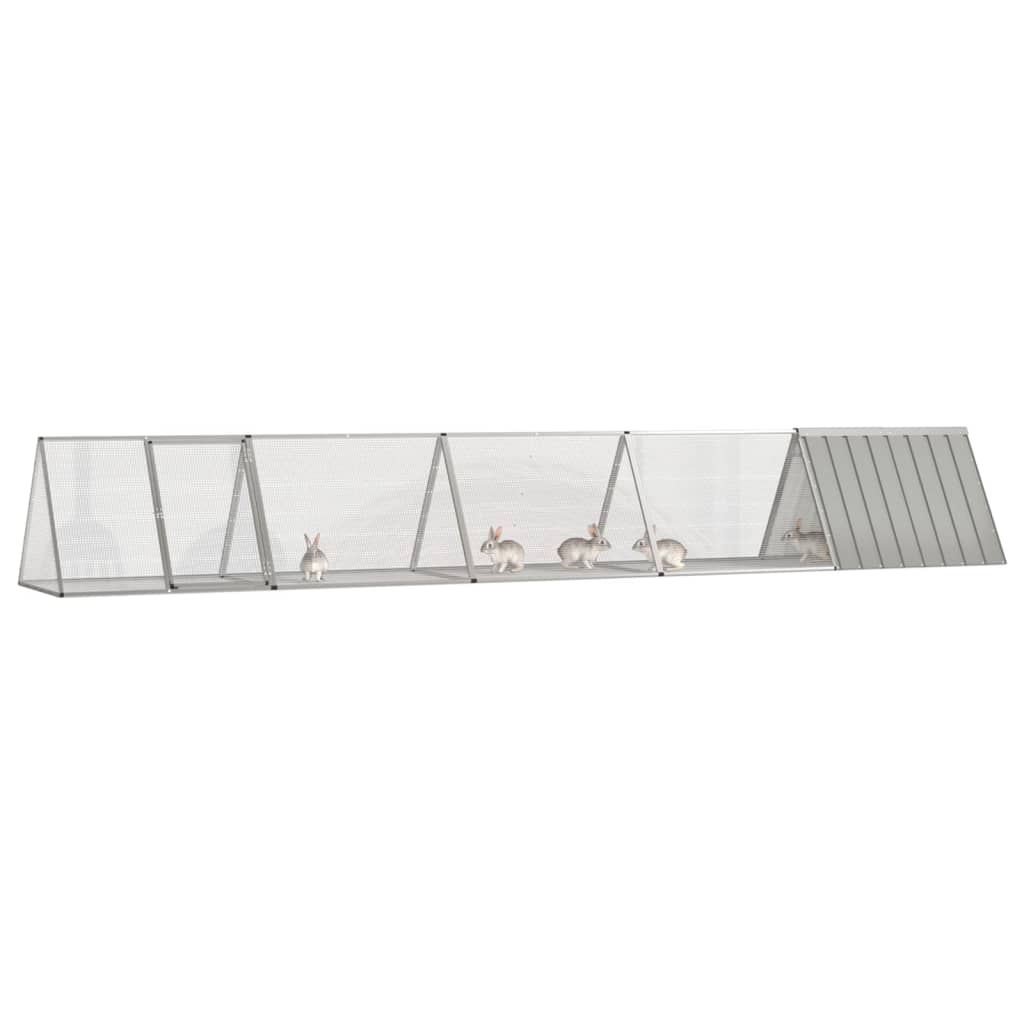 Vidaxl konijnenhok 504,5x80,5x71 cm gegalvaniseerd staal grijs