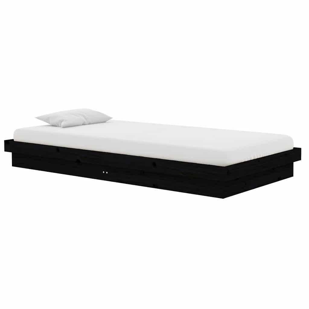 Vidaxl bedframe massief hout zwart 100x200 cm