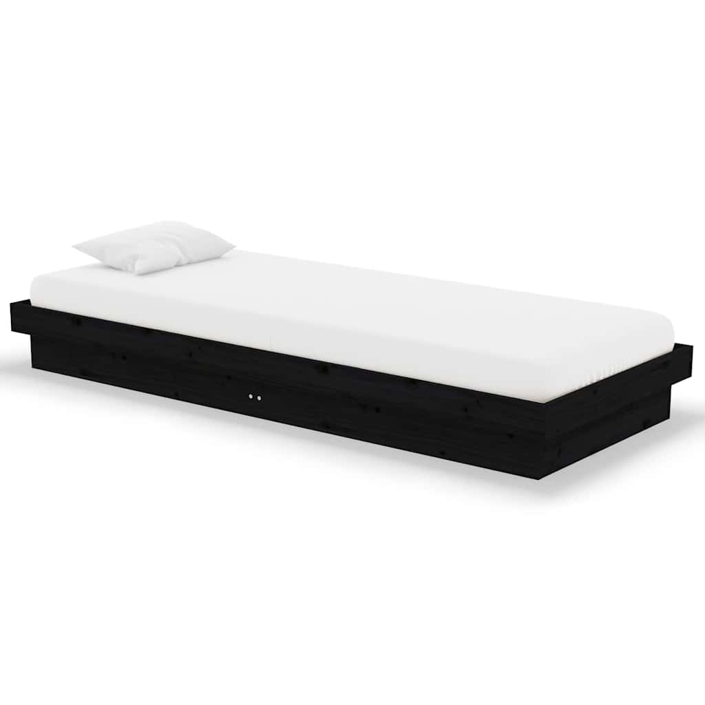 Vidaxl bedframe massief hout zwart 75x190 cm