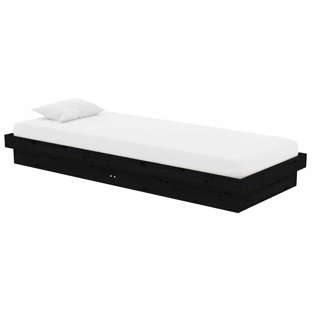 Vidaxl bedframe massief hout zwart 75x190 cm