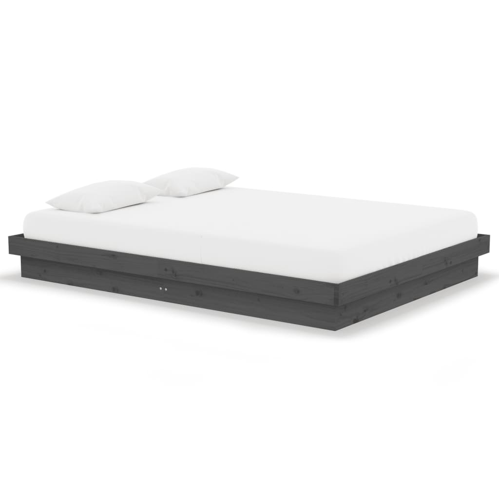 Vidaxl bedframe massief hout grijs 135x190 cm