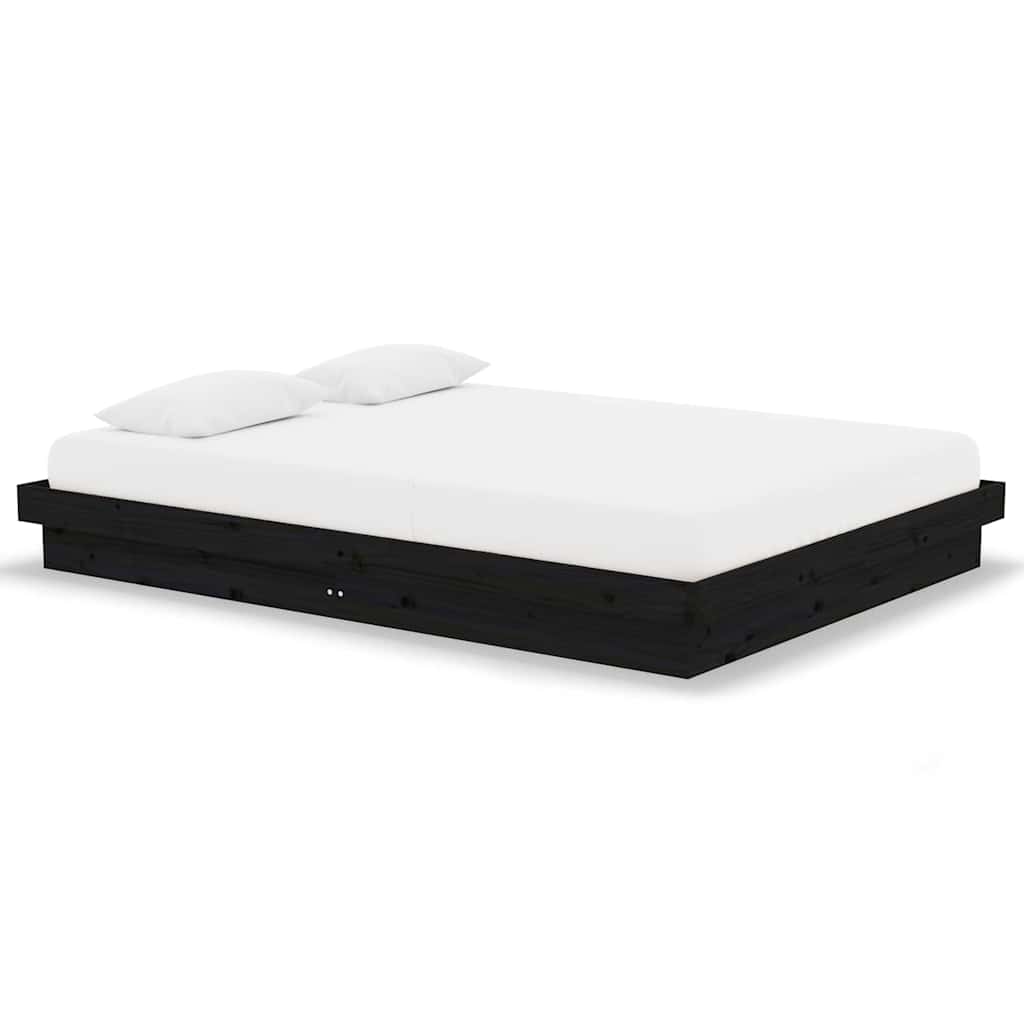 Vidaxl bedframe massief hout zwart 135x190 cm