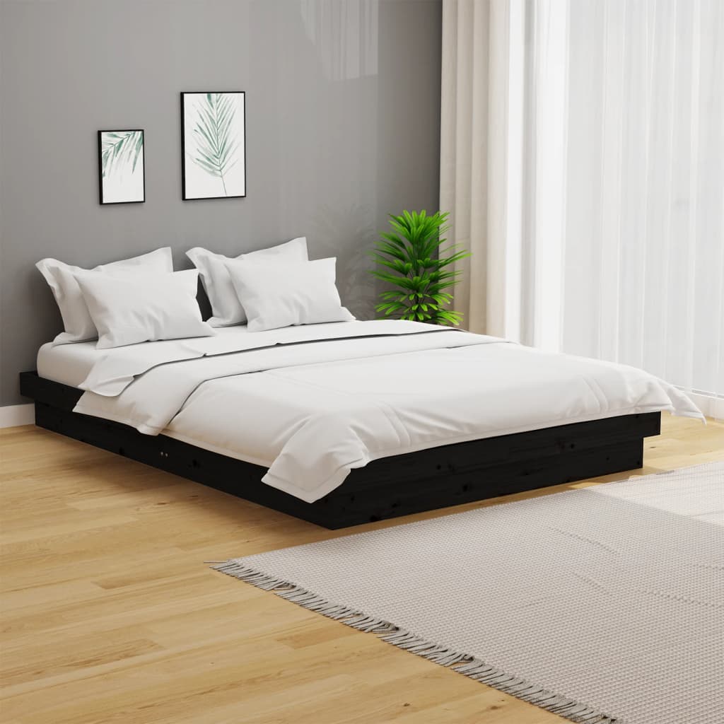 Vidaxl bedframe massief hout zwart 140x190 cm